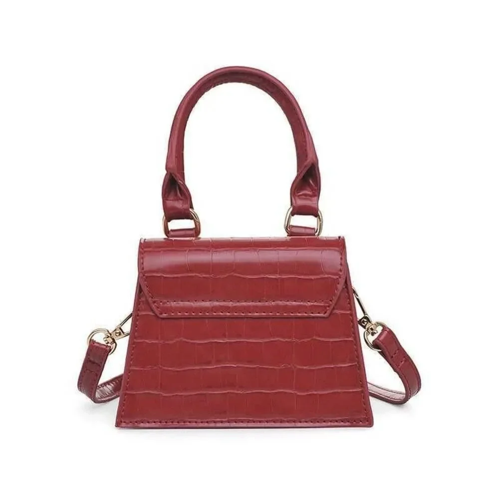 Mini Croc Retro Classic Clutch Crossbody Handbag with Zipper Closure